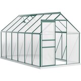 Outsunny polikarbonatni vrtni rastlinjak 190x375x199cm, z odpiralnim oknom in drsnimi vrati, aluminijasta konstrukcija, zelena barva, (20747917) Cene