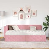 vidaXL Kotna postelja z vzmetnico z vzglavjem Roza 100 x 200 cm Žamet | Shoptok.si