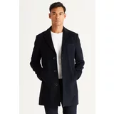 ALTINYILDIZ CLASSICS Men's Navy Blue Standard Fit Normal Cut Mono Collar Woolen Coat