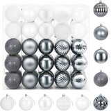  Set božićnih kuglica 50 kom. Bijela i siva 8 cm Polistiren | shoptok.hr