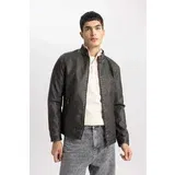 Defacto Slim Fit Faux Leather Faux Leather Jacket