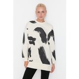 Trendyol White Patterned Crew Neck Scuba Knitted Sweatshirt Cijene
