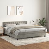 vidaXL Box spring postelja z vzmetnico svetlo siva 180x200 cm žamet Cene