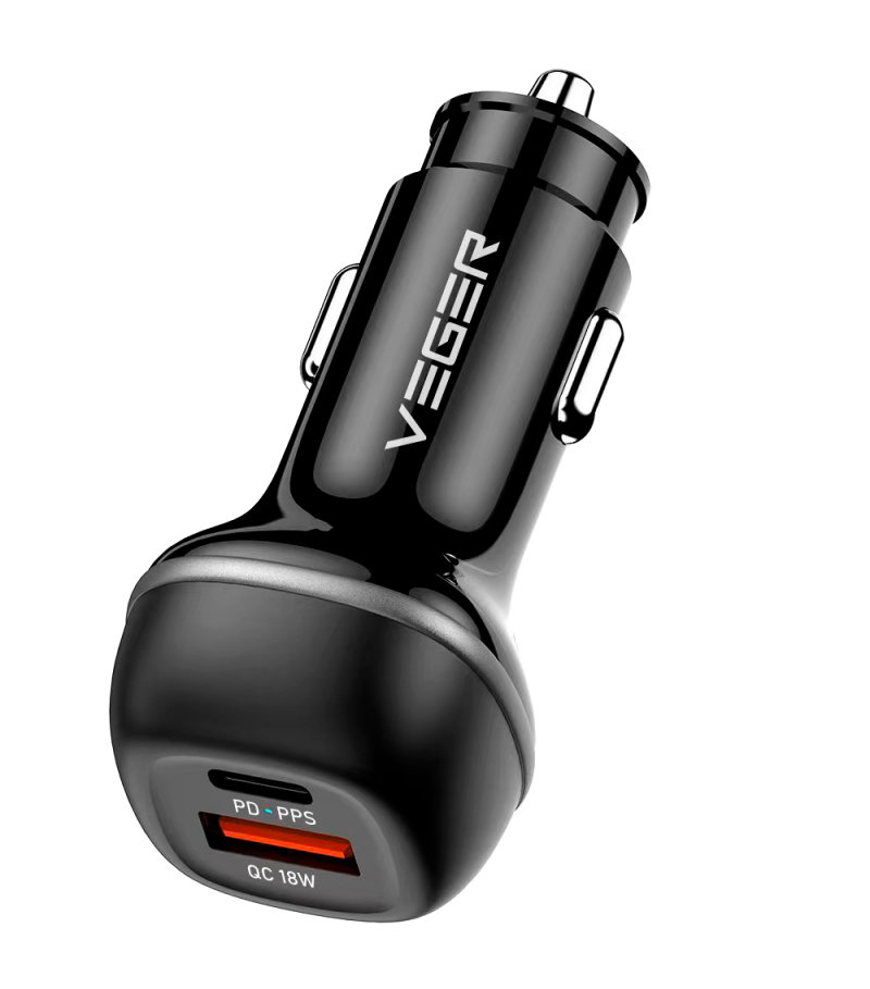 Veger avtopunjač CC62 USB+USB-C PD, QC3.0 51W | shoptok.hr