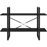 vidaXL Knjižna omara 2-nadstropna črna 100x30x70 cm trdna borovina | Shoptok.si