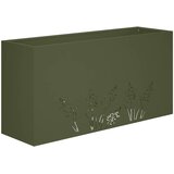  Vrtna saksija Maslinastozelena 100 x 20 x 49 cm Čelična vrata | shoptok.hr