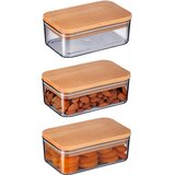 Madame coco Diviera Set kutija za čuvanje hrane sa drvenim poklopcem, 3kom, 500ml, 9x14.5x5.5cm, Sive | Eponuda.com