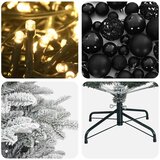  Umjetno božićno drvce s kuglicom 150 cm 150 LED lampica - Zelena i bijela 150 cm s LED-ima i crnim lopticama | shoptok.hr