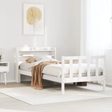 vidaXL Posteljni okvir brez vzmetnice bel 90x190 cm trdna borovina Cene