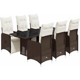  7-dijelni vrtni bistro set od poliratana s jastucima smeđi | Eponuda.com