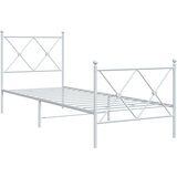 vidaXL Kovinski posteljni okvir z vzglavjem in vznožjem bel 80x200 cm | Shoptok.si