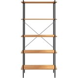 vidaXL 5-nadstropni regal s policami črn in hrast 80x40x163 cm | Shoptok.si