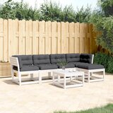 Maison Chic Seti vrtnega pohištva - Vrtna garnitura - Vrtni pohištvo set 5-delna z blazinami bela trdna borovina, (21816543) | Shoptok.si