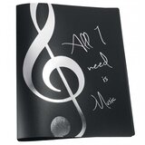  AGIFTY F 1034 Ring binder \'\'All I need is Music\'\' silver A4/2 rings/20 mm - fascikla u