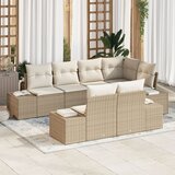 vidaXL 7-delni vrtni kavč set z blazinami bež poli ratan, (22091963) | Shoptok.si