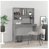  Pisalna miza s policami siva sonoma 102x45x148 cm inž. les | Shoptok.si