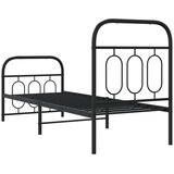  Metalni okvir kreveta uzglavlje i podnožje crni 75x190 cm | shoptok.hr