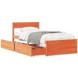 vidaXL Posteljni okvir s predali voščeno rjav 90x200 cm trdna borovina Cene