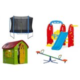  Dečiji komplet mega za dvorište (mega) kućica + set 7u1 + klackalica + trambolina | Eponuda.com
