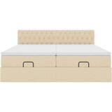  Otomanski okvir kreveta s madracima krem 200x200cm od tkanine | shoptok.hr