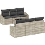  7-delni vrtni kavč set z blazinami svetlo siv poli ratan, (22092852) | Shoptok.si