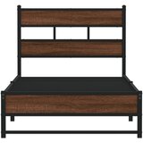  Metalni okvir kreveta bez madraca smeđi hrast 75x190 cm | shoptok.hr