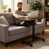 Mobilni stol 70x48 cm, stol za prijenosno računalo, podesiva visina 71,5-112 cm, crni, ModernHome Slike