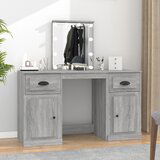 The Living Store Toaletna mizica z ogledalom siva sonoma 130x50x132,5 cm - Toaletna Mizica, (21671151) | Shoptok.si