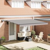  Skrovita tenda S LED lampica Svjetlosiva 400 ×350 cm tkanina | shoptok.hr