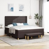 vidaXL Kutna kreveta s madracem i klupom tamnosmeđa 180x200 cm tkanina | shoptok.hr
