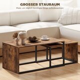  Set od 2 stolića za kavu stolića za sofu pomoćnih stolića iverica metal 90 x 48 x 42 cm/59 x 42 x 36 cm crna+smeđa | shoptok.hr