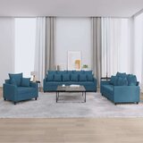  3-dijelni set sofa s jastucima plavi baršunasti Cijene