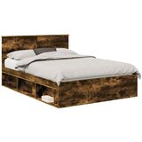 vidaXL Konstrukcija postelje z vzglavjem Dimljeni oreh 140 x 200 cm, (5000103366) | Shoptok.si