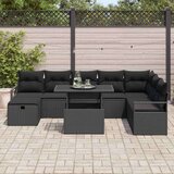  Vrtna sedežna garnitura z blazino 9 pcs Črna Poly ratan, (5000154462) | Shoptok.si