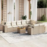 vidaXL 10-dijelni set vrtnih sofa s jastucima bež od poliratana | shoptok.hr