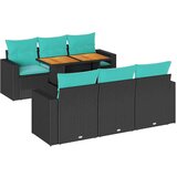 vidaXL Vrtna garnitura - 7-dijelni set vrtnih sofa od poliratana s jastucima crni - Crna 1 | shoptok.hr