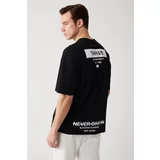 Avva Men's Black Oversize 100% Cotton Crew Neck Front And Back Printed T-shirt