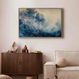  Slika - Landscape with Trees in Illustrative Style Fairy-Tale Blue Forest 90x60 U prirodnom drvenom okviru | shoptok.hr