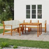  7-dijelni vrtni blagovaonski set s jastucima od bagremovog drva | shoptok.hr