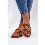 Boto Decorated Flat Women's Sandals Camel Adivrae | Shoptok.si