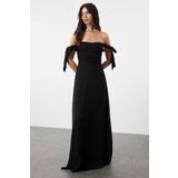 Trendyol Black A-Line Carmen Neckline Chiffon Woven Evening Dress & Graduation Dress cene
