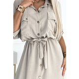 numoco basic Midi shirt dress with gold buttons and Numoco tie | ePonuda.com