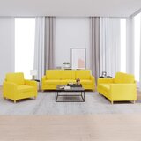 The Living Store Sedežna garnitura 3-delna z blazinami svetlo rumeno blago - Sedežna Garnitura, (21469166) | Shoptok.si