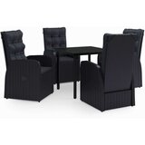  5-dijelni vrtni blagovaonski set s jastucima crni | shoptok.hr