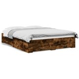 vidaXL Posteljni okvir s predali dimljen hrast 140x200 cm inž. les | Shoptok.si