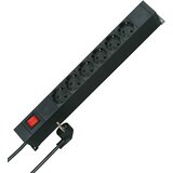 KOPP PROFIversal PA 6 + 6-polni razdelilnik z osvetljenim stikalom in 6 rež na sprednji in zadnji strani Vtična letev 19 palčna (48,26 cm) 2x 6-delna črne, (20457462) | Shoptok.si