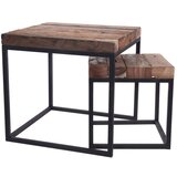 H&S Collection Ambiance Stranska mizica 2 kosa iz tikovine Cene