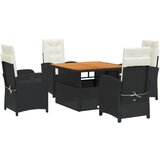  5-dijelni vrtni blagovaonski set s jastucima od poliratana crni Crna Dužina stola 110 cm | shoptok.hr