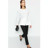 Trendyol Ecru Double Breasted Slit Detailed Woven Tunic