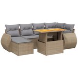 Maison Chic Seti vrtnega pohištva - Vrtna garnitura - Vrtni pohištvo set 7-delna z blazinami bež poli ratan, (21803893) | Shoptok.si